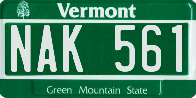 VT license plate NAK561