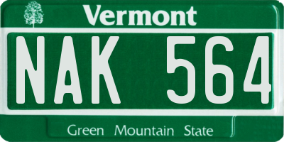 VT license plate NAK564