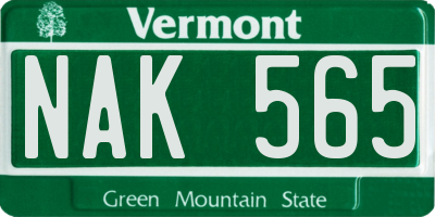 VT license plate NAK565