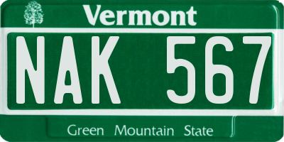 VT license plate NAK567