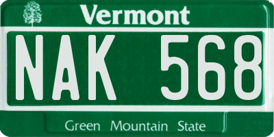 VT license plate NAK568