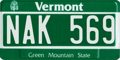 VT license plate NAK569