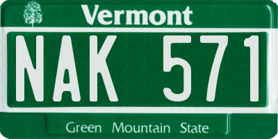 VT license plate NAK571