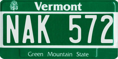 VT license plate NAK572