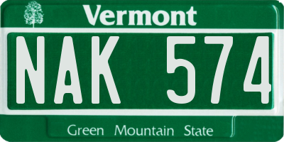 VT license plate NAK574