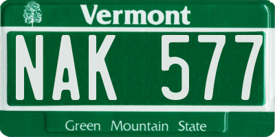 VT license plate NAK577