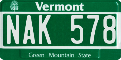 VT license plate NAK578