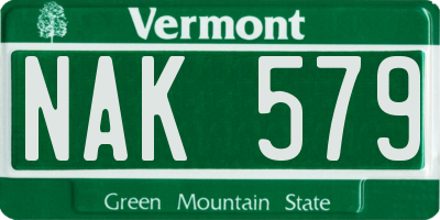 VT license plate NAK579