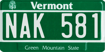 VT license plate NAK581