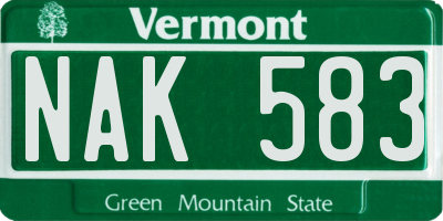 VT license plate NAK583