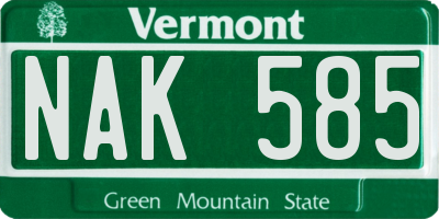 VT license plate NAK585