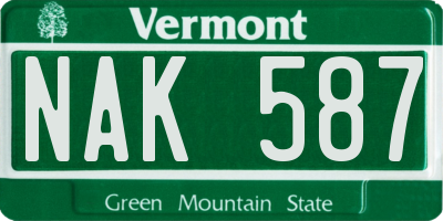VT license plate NAK587