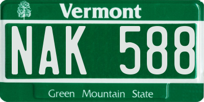 VT license plate NAK588