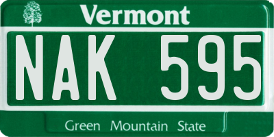 VT license plate NAK595