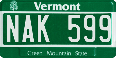 VT license plate NAK599