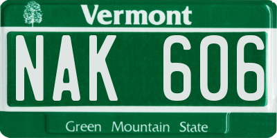 VT license plate NAK606