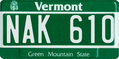 VT license plate NAK610