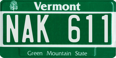 VT license plate NAK611