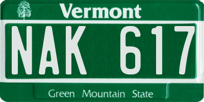 VT license plate NAK617