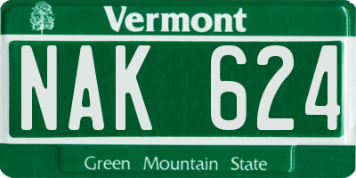 VT license plate NAK624