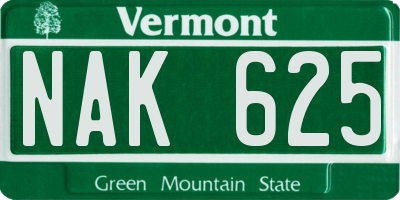 VT license plate NAK625