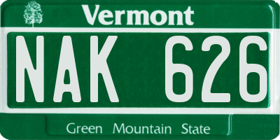 VT license plate NAK626