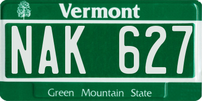VT license plate NAK627