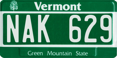 VT license plate NAK629