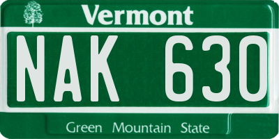 VT license plate NAK630