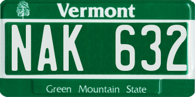 VT license plate NAK632