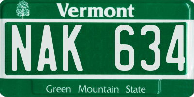 VT license plate NAK634