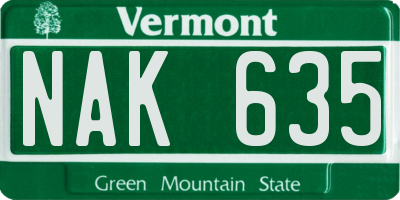 VT license plate NAK635