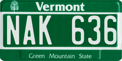 VT license plate NAK636