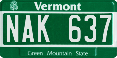 VT license plate NAK637