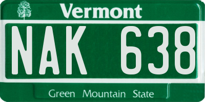 VT license plate NAK638