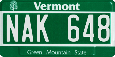 VT license plate NAK648