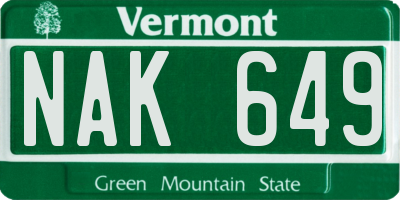 VT license plate NAK649