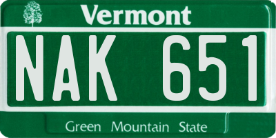 VT license plate NAK651