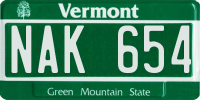 VT license plate NAK654