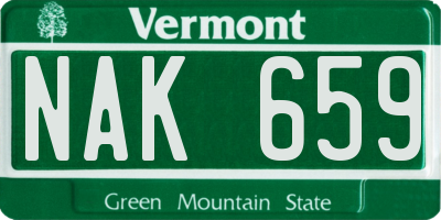 VT license plate NAK659