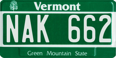 VT license plate NAK662
