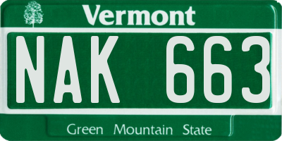 VT license plate NAK663