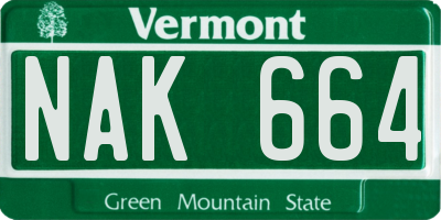VT license plate NAK664