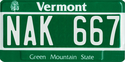 VT license plate NAK667