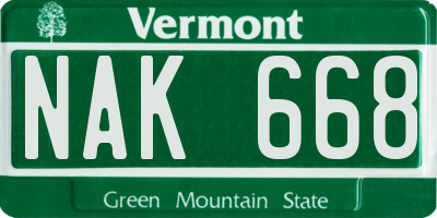 VT license plate NAK668