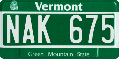 VT license plate NAK675