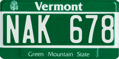 VT license plate NAK678