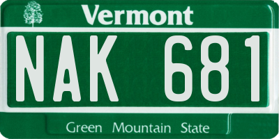 VT license plate NAK681