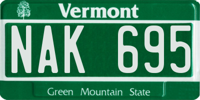 VT license plate NAK695
