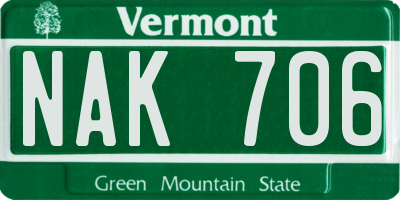 VT license plate NAK706